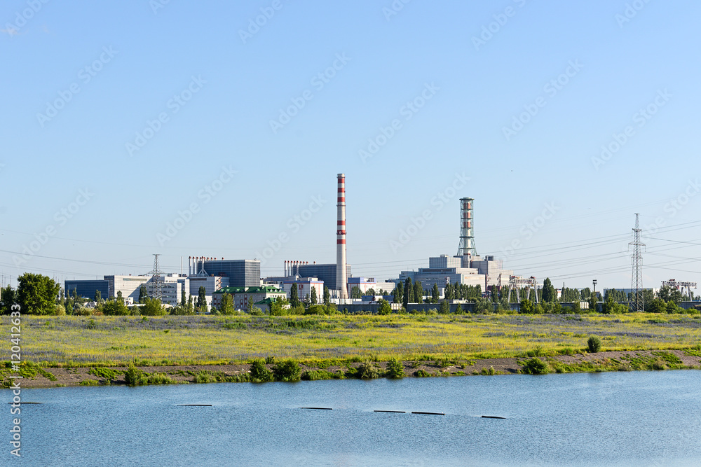 View of the nuclear power plant. View of the nuclear power plant.