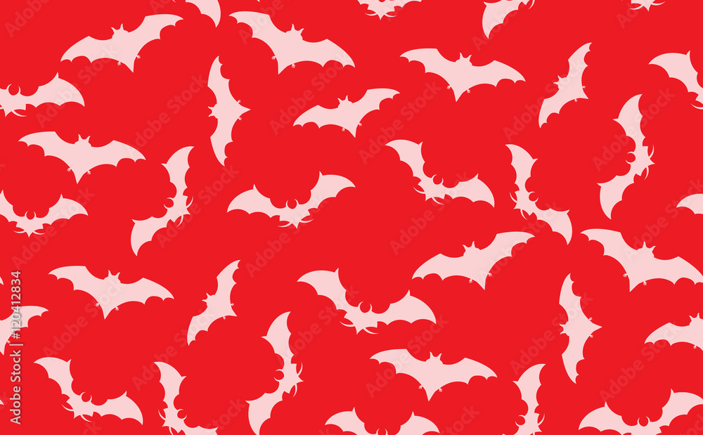 Vector seamless pattern of bats. The texture of bats located randomly