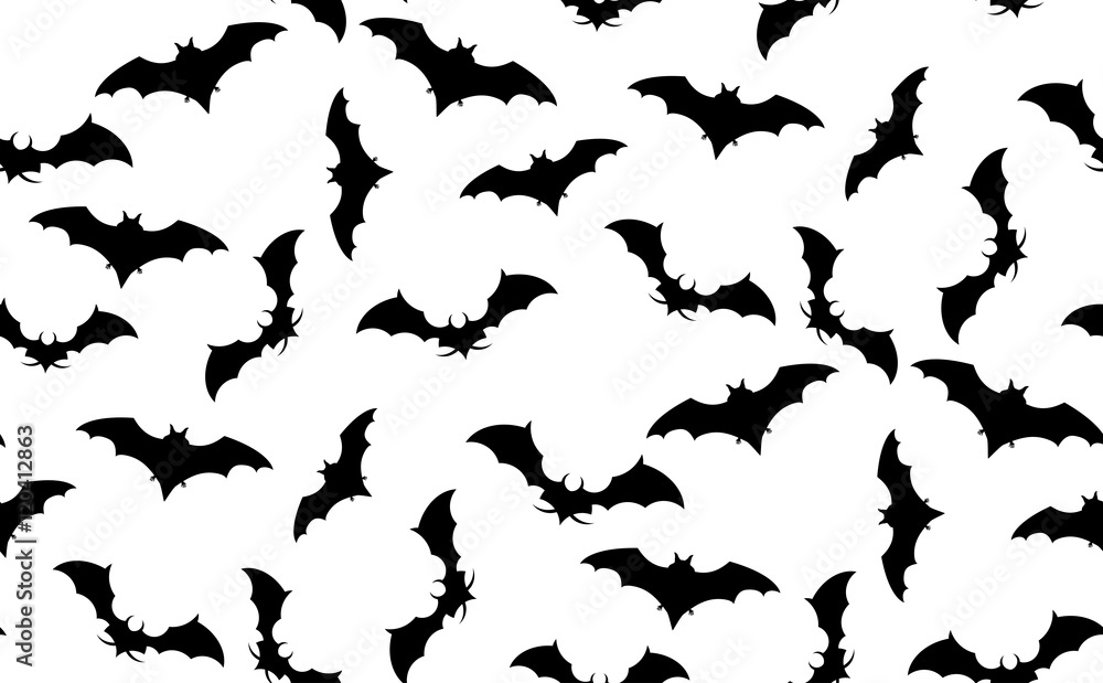 Vector seamless pattern of bats. The texture of bats located randomly Vector seamless pattern of bats. The texture of bats located randomly