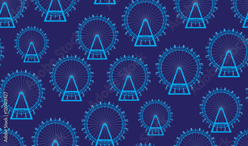 Vector seamless background of a Ferris wheel