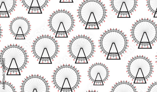 Vector seamless background of a Ferris wheel