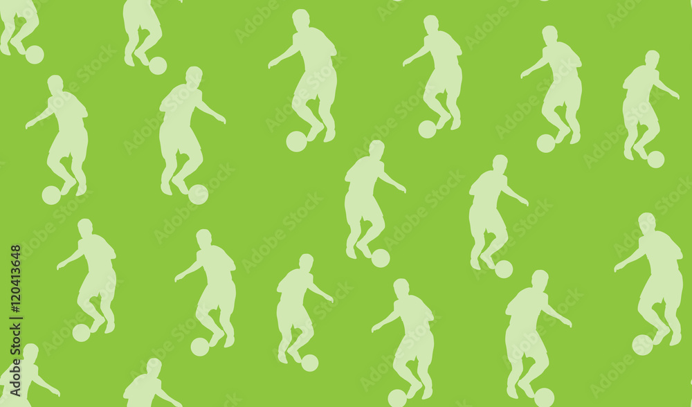 Vector seamless pattern of soccer players. The texture of the football players is randomly located