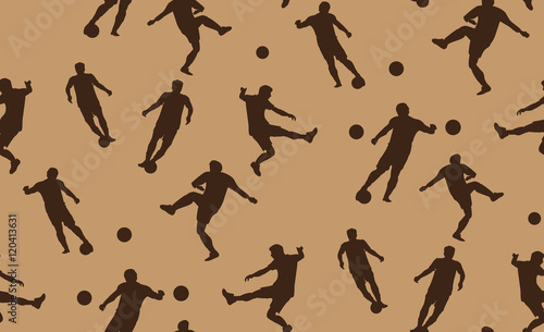 Vector seamless pattern of soccer players. The texture of the football players is randomly located