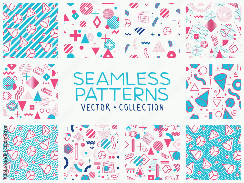 Geometric memphis seamless isolated patterns Geometric memphis seamless isolated patterns
