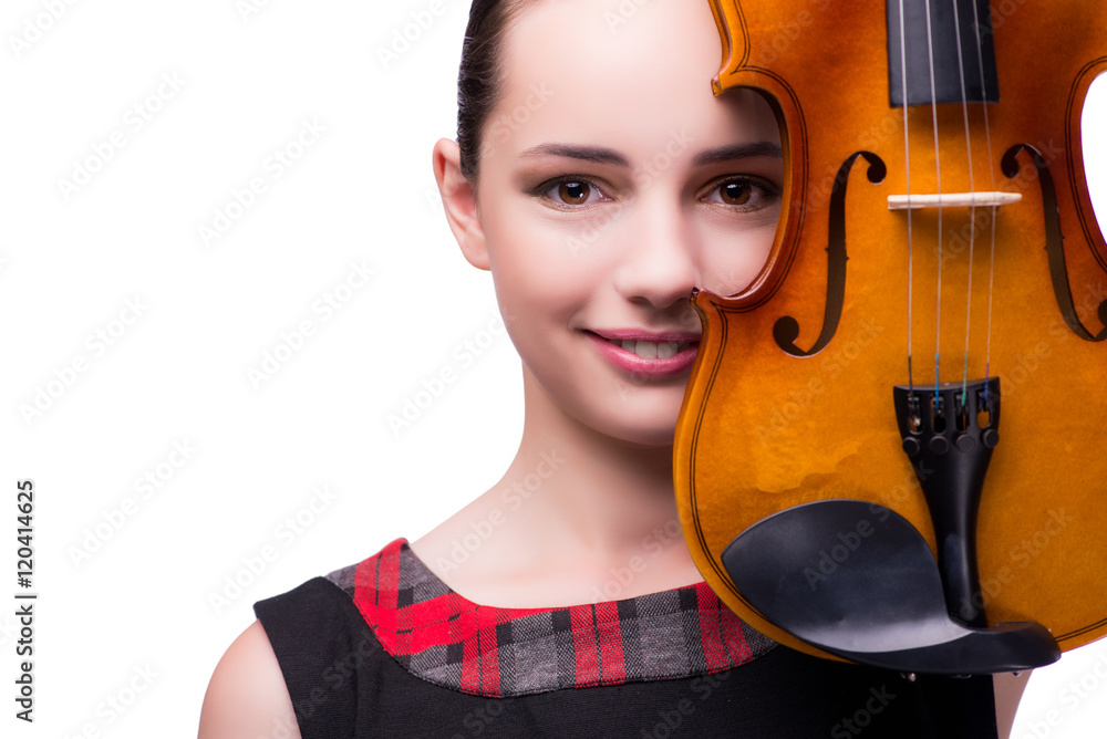 Elegant young violin player isolated on white Stock Photo Adobe Stock