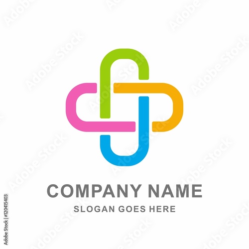 Medical Pharmacy Simple Geometric Cross Vector Logo Design Template