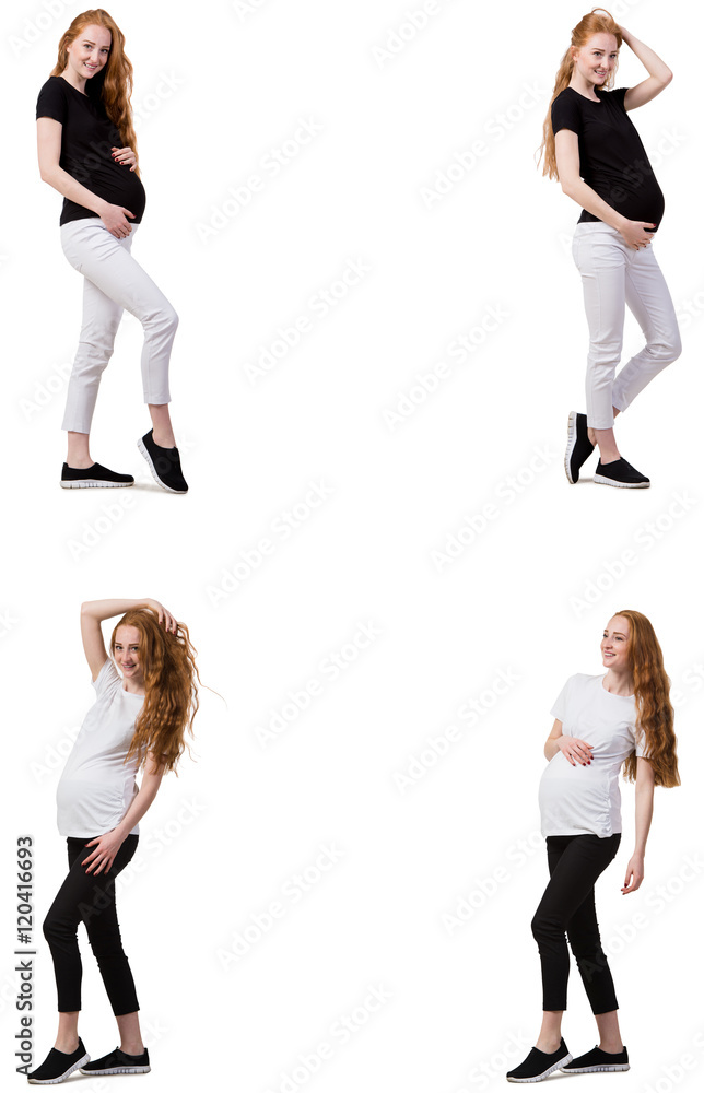 Fototapeta premium Pregnant woman in composite image isolated on white