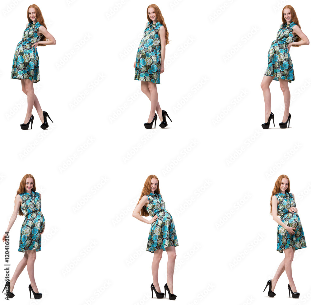 Pregnant woman in composite image isolated on white Pregnant woman in composite image isolated on white
