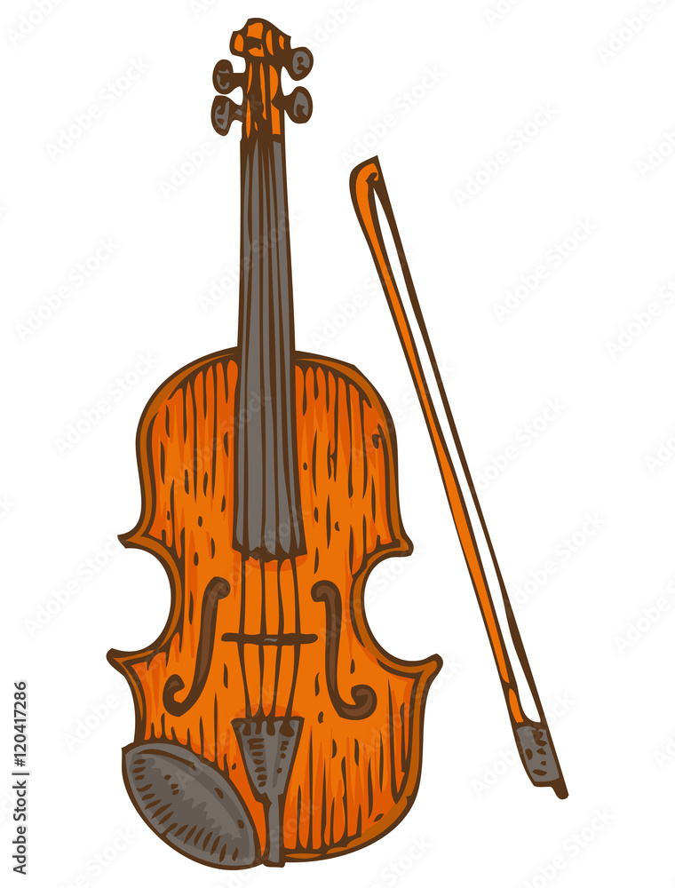 Fototapeta premium Wooden Fiddle or Violin with Fiddlestick