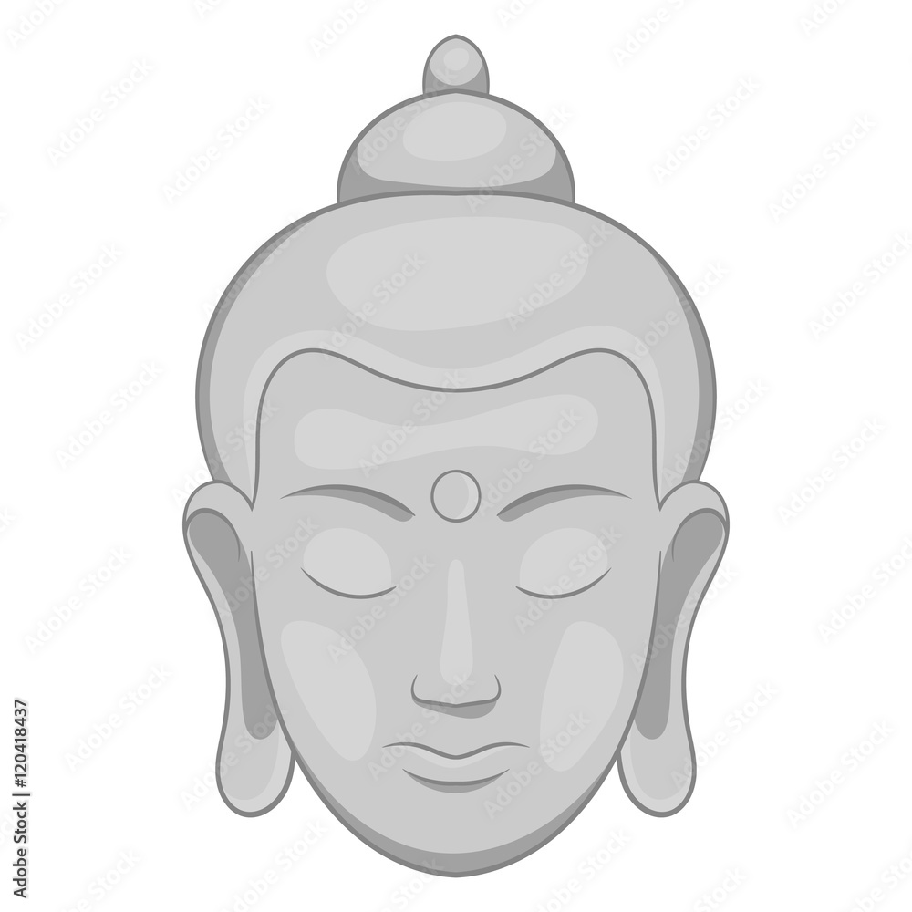 Buddha statue icon in black monochrome style isolated on white background. Religion symbol vector illustration Buddha statue icon in black monochrome style isolated on white background. Religion symbol vector illustration