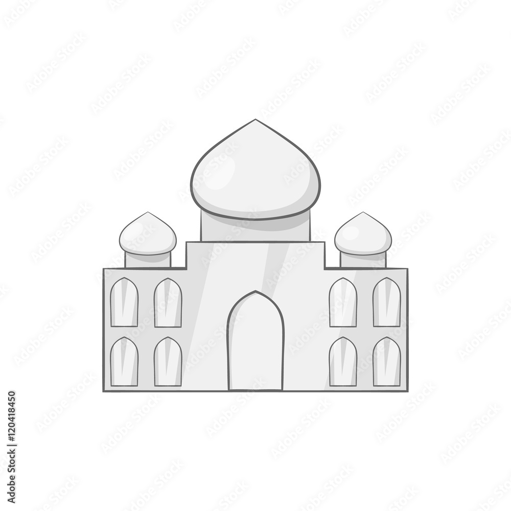 Taj Mahal icon in black monochrome style isolated on white background. Landmark symbol vector illustration