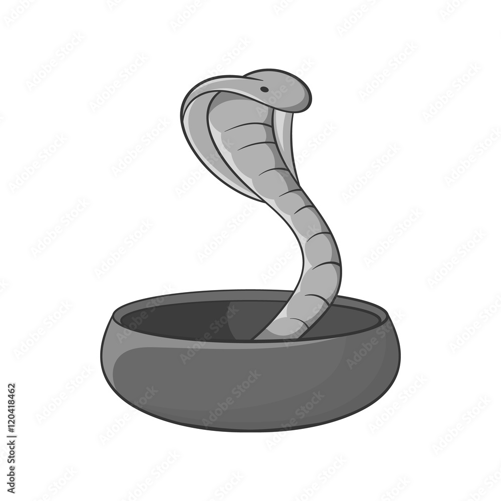 Fototapeta premium Cobra icon in black monochrome style isolated on white background. Animal symbol vector illustration