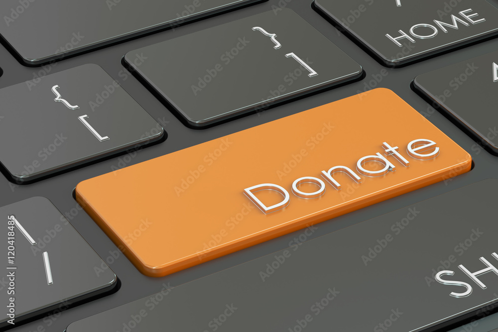 Fototapeta premium donate concept on keyboard, 3D rendering