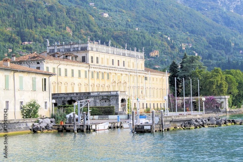 The ancient Villa Bettoni  on the shores of  Garda lake in Italy photo