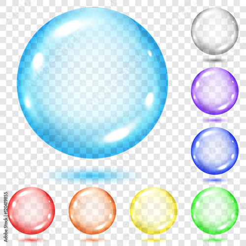 Set of transparent colored spheres. Transparency only in vector file