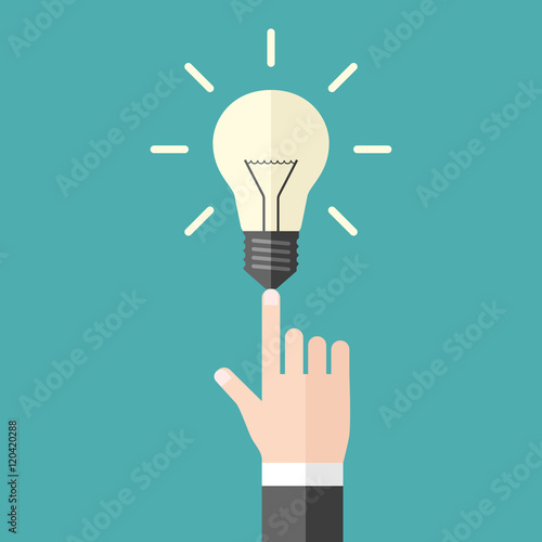 Hand with light bulb