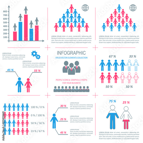 Vector infographic people icons demographic collection