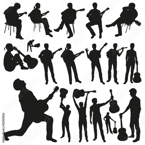Guitar Players Vector Silhouettes