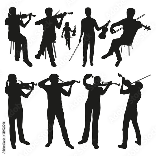Violinists Vector Silhouettes
