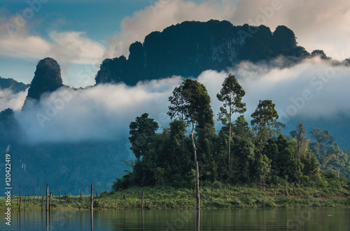 Scenic and unique landscape at Chieou Laan lake, Thailand photo