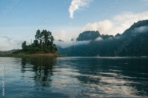 Scenic and unique landscape at Chieou Laan lake, Thailand photo