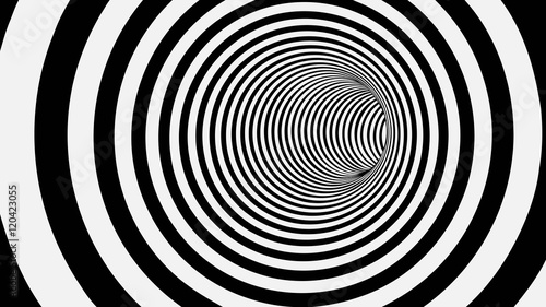 Black and White Circle Striped Abstract Tunnel