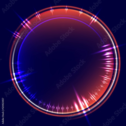 Abstract background with glowing circle frame.