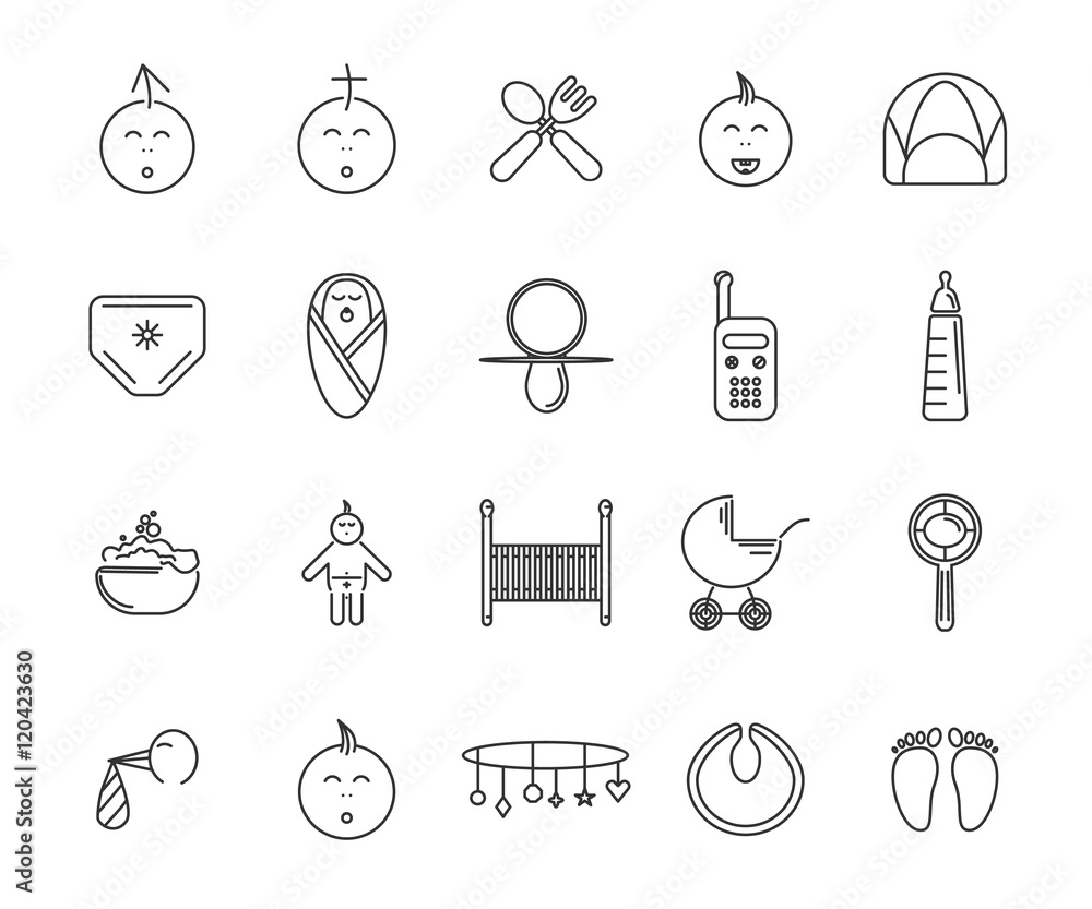 baby 20 icons set, vector baby 20 icons set, vector