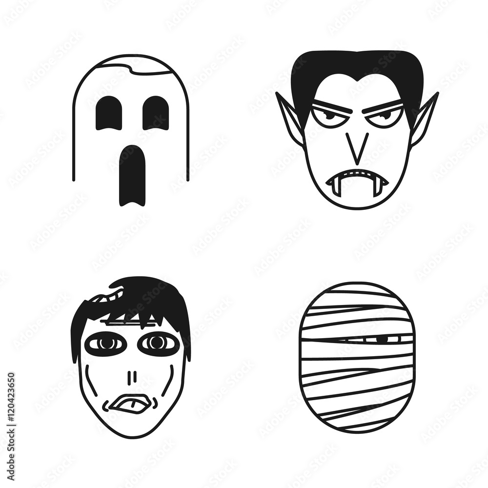 Set of halloween funny peoples icons Set of halloween funny peoples icons