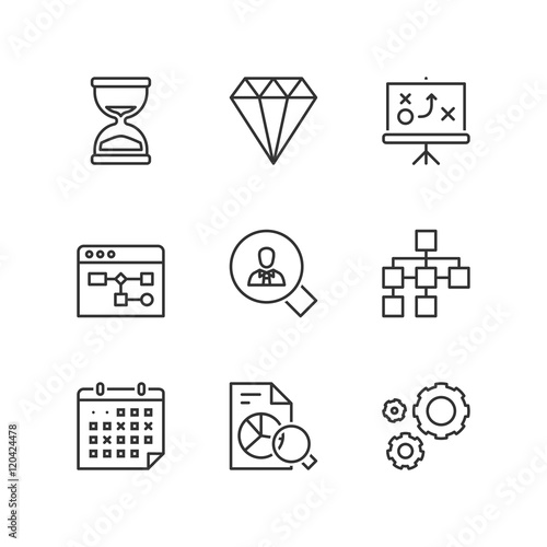 Line icons. Business management. Flat symbols