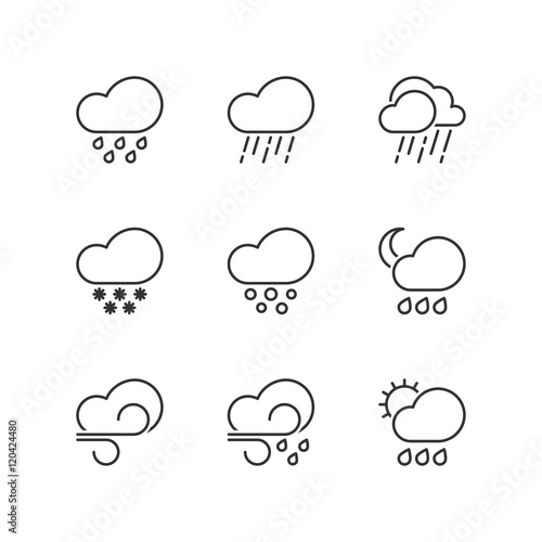 Line icons. Bad weather. Flat symbols
