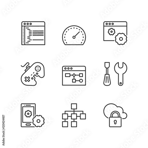 Line icons. Web development. Flat symbols