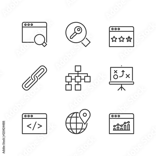 Line icons. SEO. Flat symbols