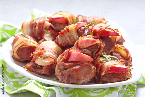 Bacon wrapped turkey and apple
