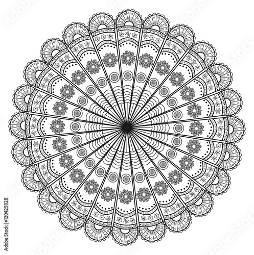 Black and white mandala vector for coloring book, mandala in bianco e nero vettoriale da colorare