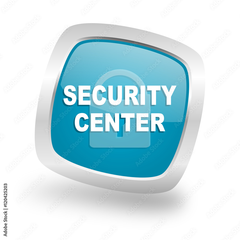 security center square blue glossy chrome silver metallic web icon security center square blue glossy chrome silver metallic web icon