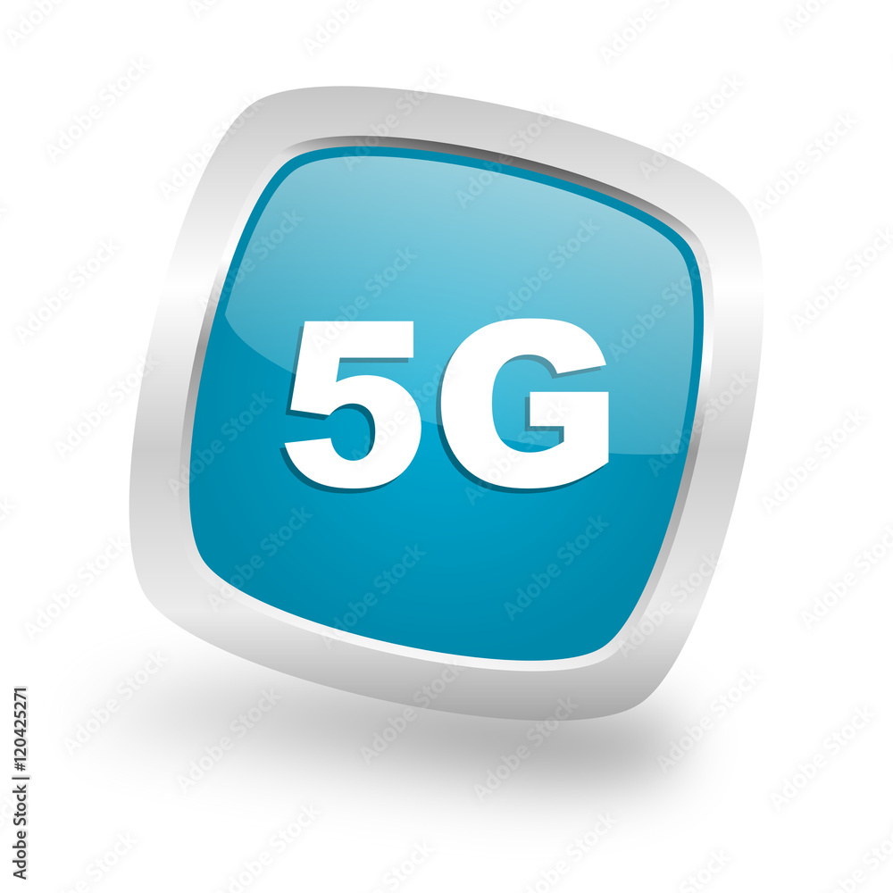 5g square blue glossy chrome silver metallic web icon 5g square blue glossy chrome silver metallic web icon