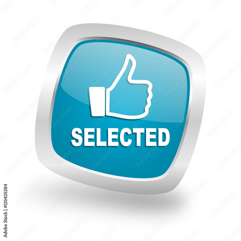 selected square blue glossy chrome silver metallic web icon selected square blue glossy chrome silver metallic web icon