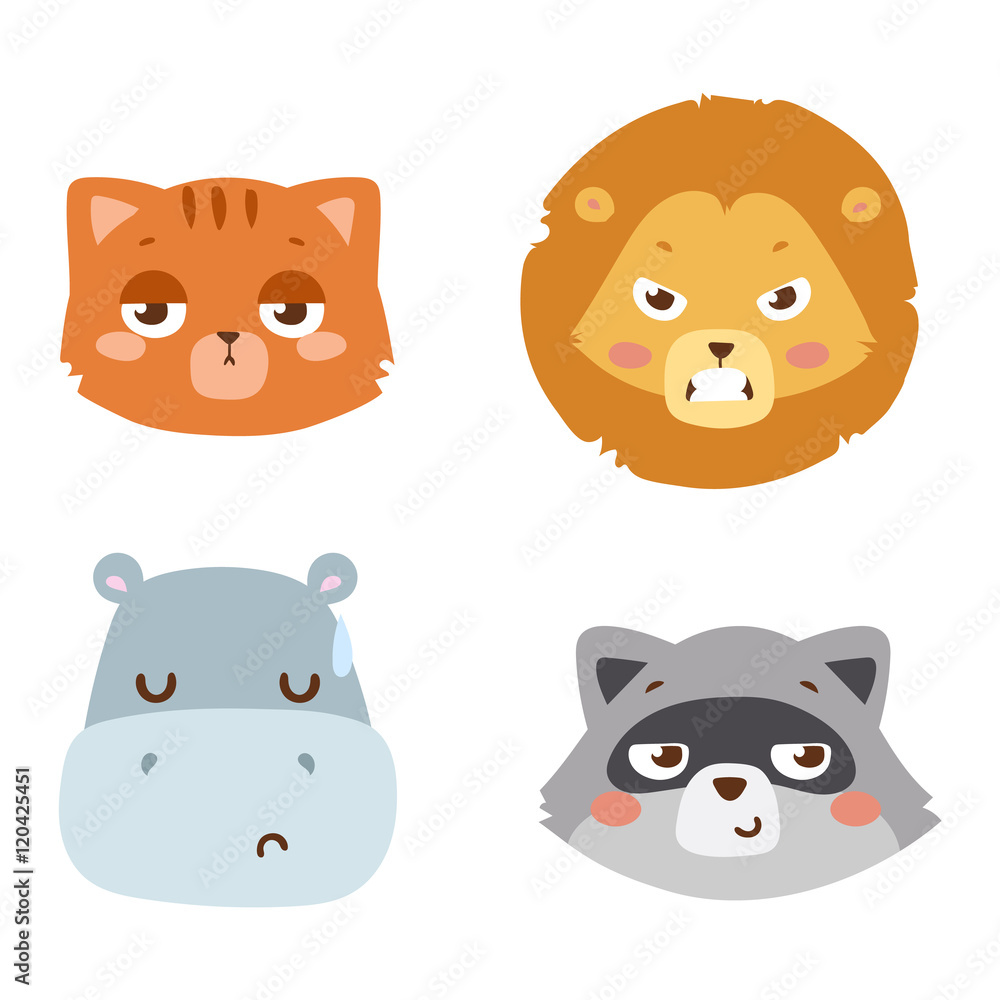 Animal emotion avatar vector icon