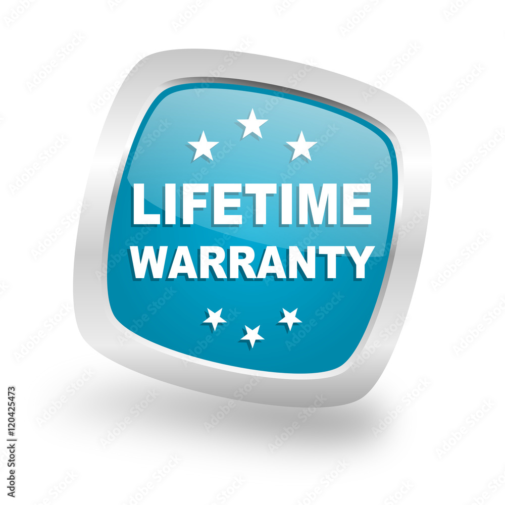 lifetime warranty square blue glossy chrome silver metallic web icon lifetime warranty square blue glossy chrome silver metallic web icon