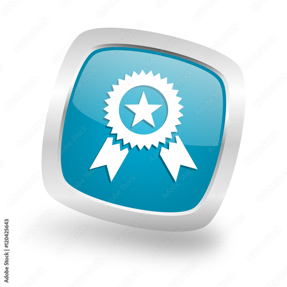 award square blue glossy chrome silver metallic web icon award square blue glossy chrome silver metallic web icon