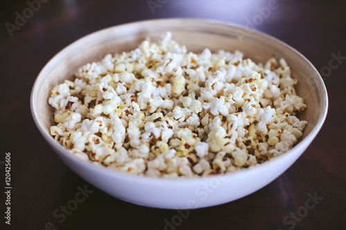 large white plate with popcorn