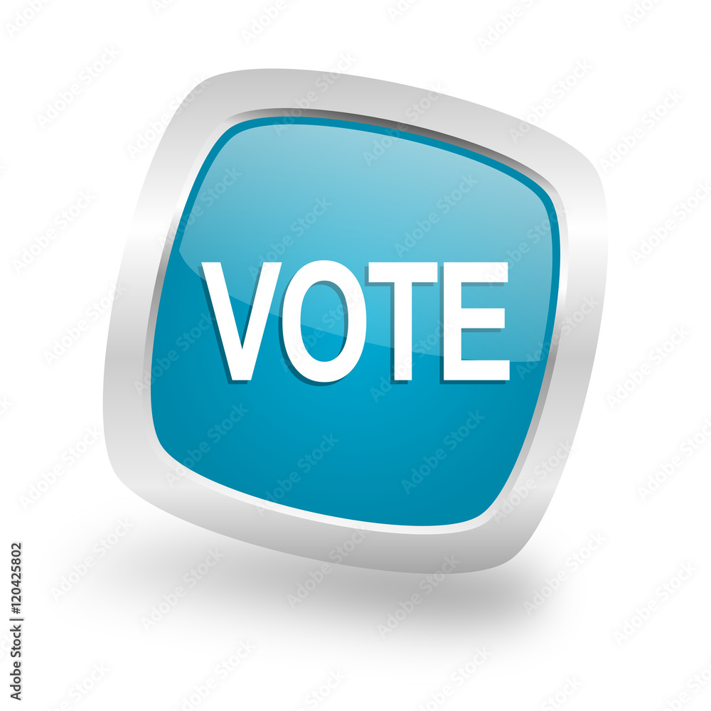 vote square blue glossy chrome silver metallic web icon vote square blue glossy chrome silver metallic web icon