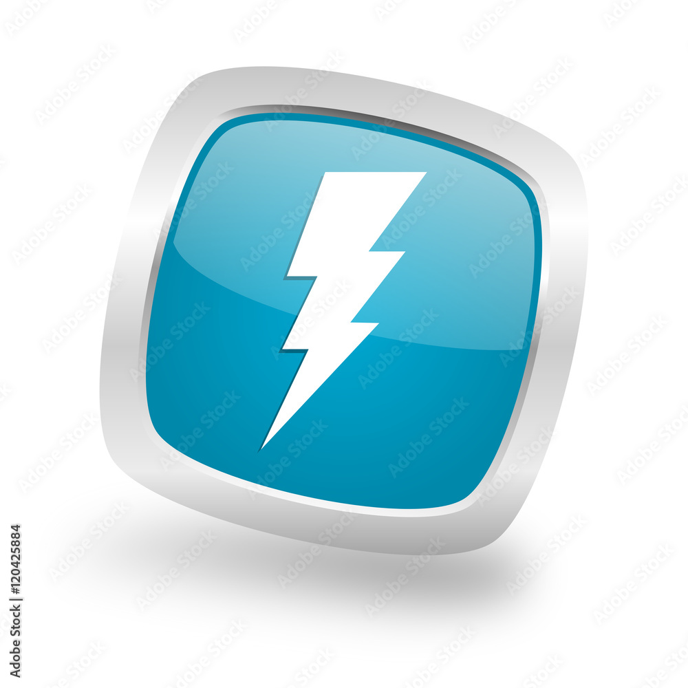 bolt square blue glossy chrome silver metallic web icon bolt square blue glossy chrome silver metallic web icon