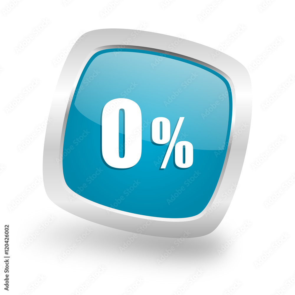 0 percent square blue glossy chrome silver metallic web icon 0 percent square blue glossy chrome silver metallic web icon