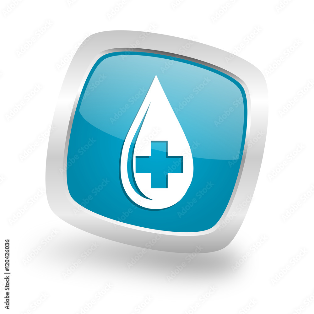 blood square blue glossy chrome silver metallic web icon blood square blue glossy chrome silver metallic web icon