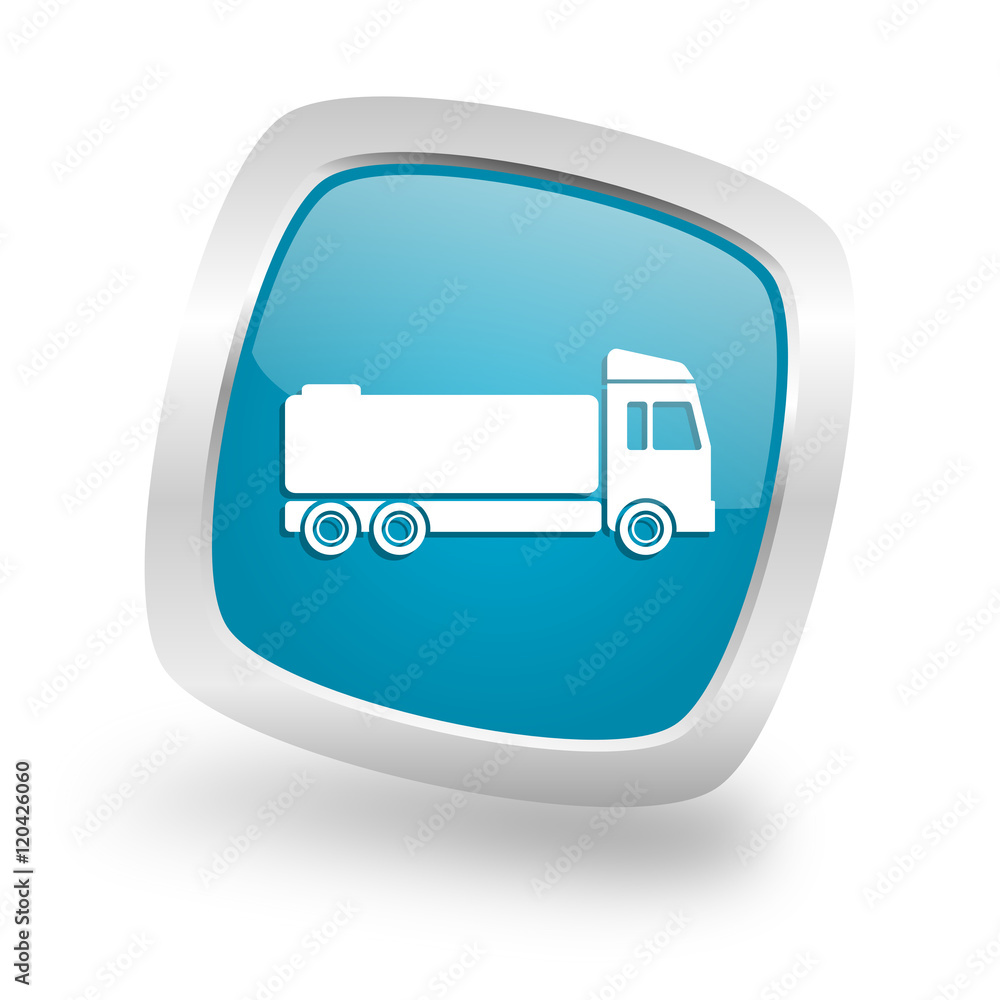 truck square blue glossy chrome silver metallic web icon truck square blue glossy chrome silver metallic web icon