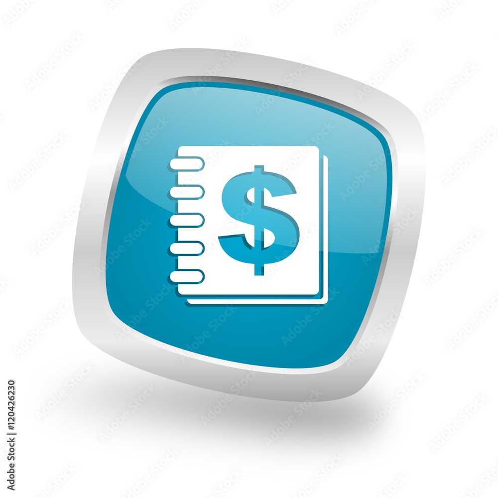 money square blue glossy chrome silver metallic web icon money square blue glossy chrome silver metallic web icon