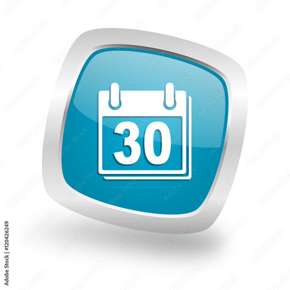 calendar square blue glossy chrome silver metallic web icon calendar square blue glossy chrome silver metallic web icon