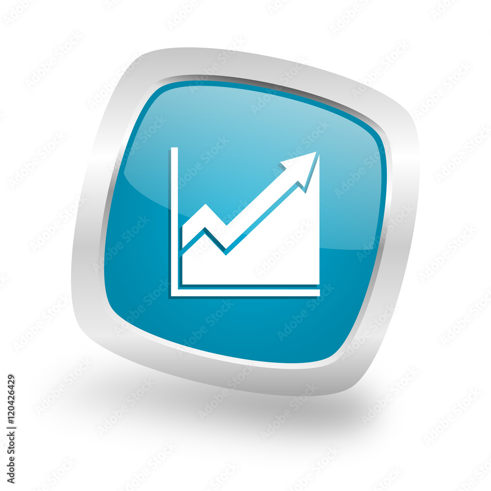 histogram square blue glossy chrome silver metallic web icon histogram square blue glossy chrome silver metallic web icon